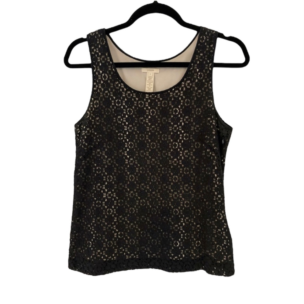 J Crew Black and Taupe Sleeveless Top Size 2